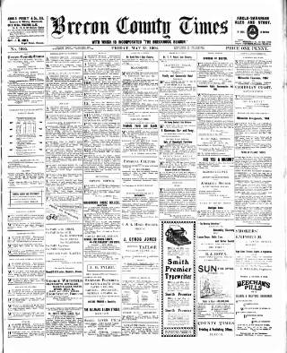 cover page of Brecon County Times published on May 13, 1904